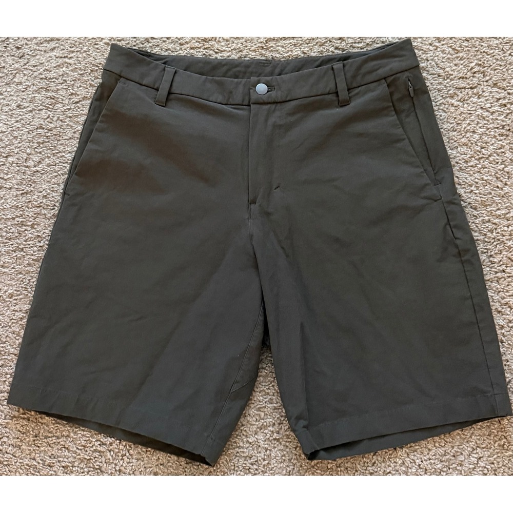 Lululemon Commission Classic Fit Short 9 Mens 34 Dark Olive Green Chino Stretch
